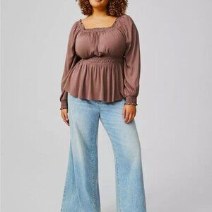 Torrid Long Smocked Babydoll Blouse